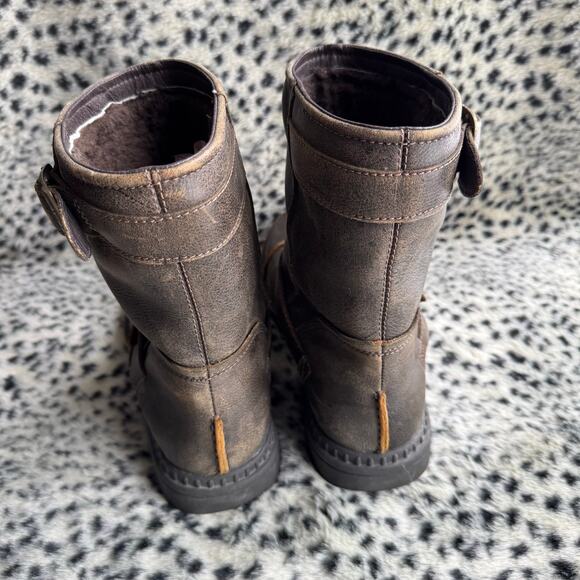 UGG Rockville II Leather Biker Rider Boots Brown Shearling Lined Mens Size 11.5 - Picture 4 of 7